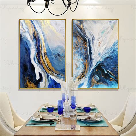 Navy Blue Abstract Wall Art - artqh