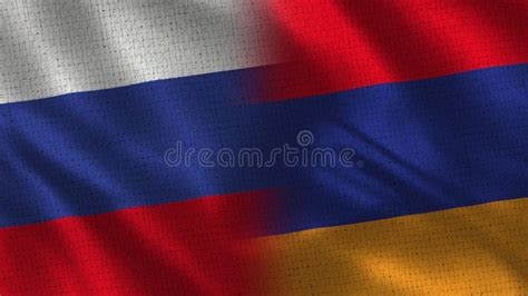 Russia and Armenia - Two Flag Together - Fabric Texture Stock ...