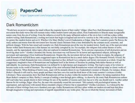 Dark Romanticism - Free Essay Example - 1031 Words | PapersOwl.com