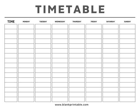 Free Printable Timetable Template for Students | Timetable template ...