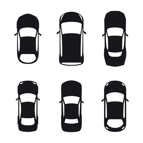 set of top view car silhouettes black illustration 17533633 Vector Art ...