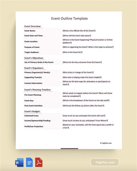 Event Outline Template - 9+ Samples & Examples for PDF Format