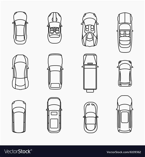 Car icons top view Royalty Free Vector Image - VectorStock