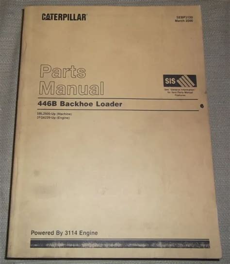 CAT CATERPILLAR 446B Backhoe Loader Parts Manual Book S/N 5Bl02500-Up ...