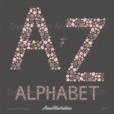 Floral Alphabet Clipartletterspinkwedding Clipartfloral - Etsy