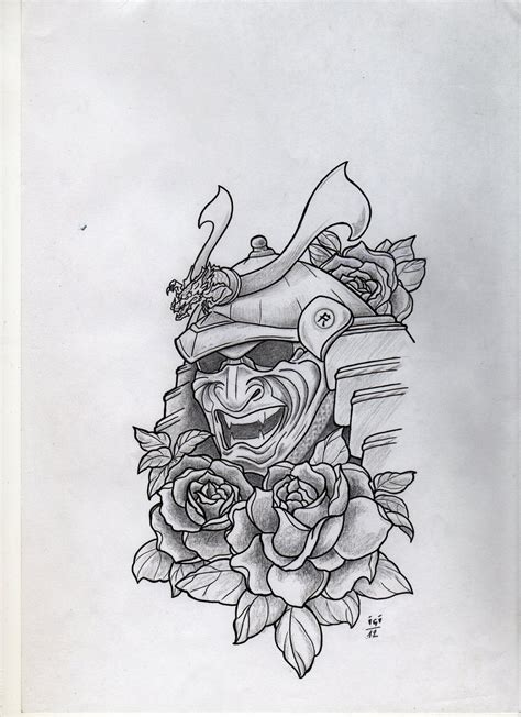 Samurai mask tattoo design by campfens on DeviantArt