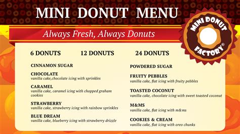 Mini Donut Factory. We offer an ever-evolving menu of freshly baked ...