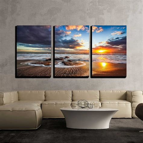 Wall26 3 Piece Canvas Wall Art - Beautiful cloudscape over the sea ...