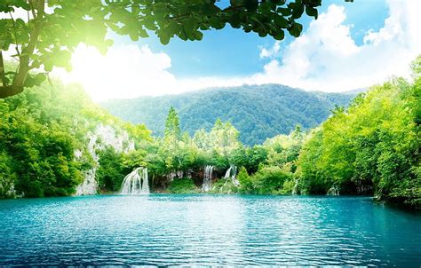 The sky, water, mountains, waterfall, jungle for , section пейзажи HD ...