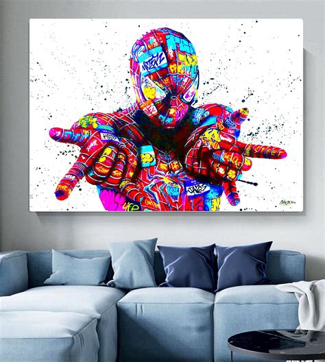 Spiderman Graffiti Street Art Printed Deep Framed Canvas Wall - Etsy