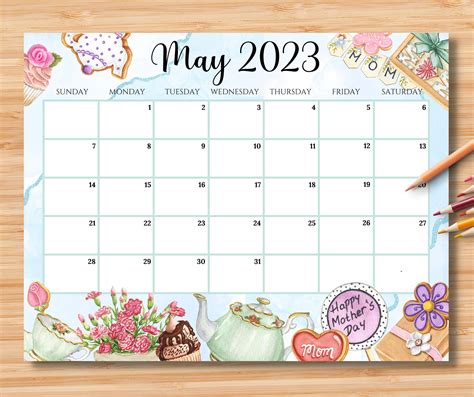 EDITABLE May 2023 Calendar Happy Mother's Day Planner - Etsy UK