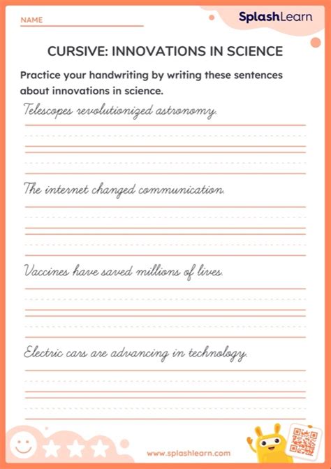 Cursive: Innovations In Science — Printable ELA Worksheet