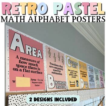 Math Alphabet Posters- Retro Pastel Classroom Decor, Math Word Wall