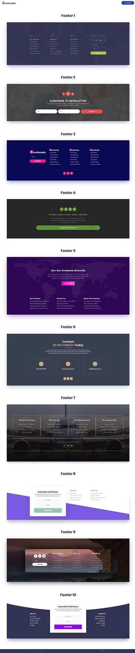 Footer Layout Pack | Divi Theme Examples