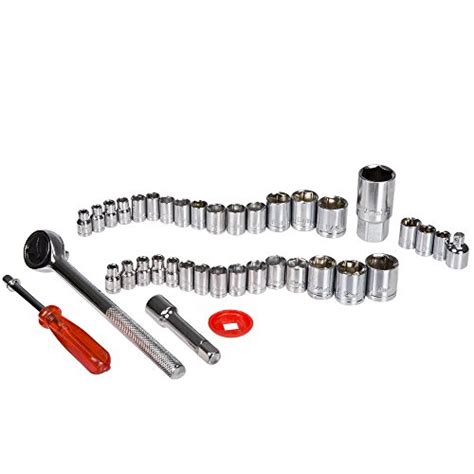 40 Piece Ratcheting Socket Wrench Set - Metric and Standard 6-Point Hex ...