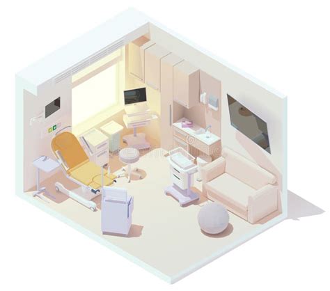 Vector Isometric Labor and Delivery Room Stock Vector - Illustration of ...