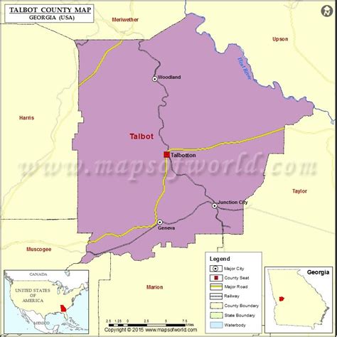 a map showing the location of talbot county