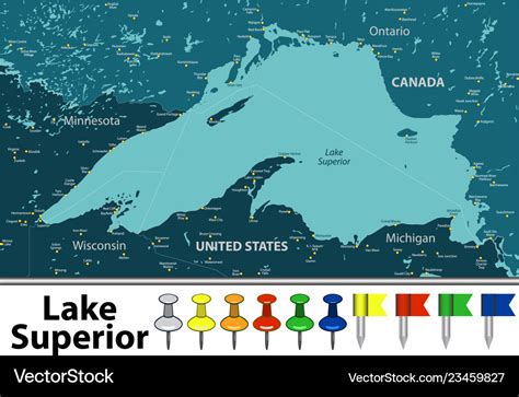 Map of lake superior Royalty Free Vector Image