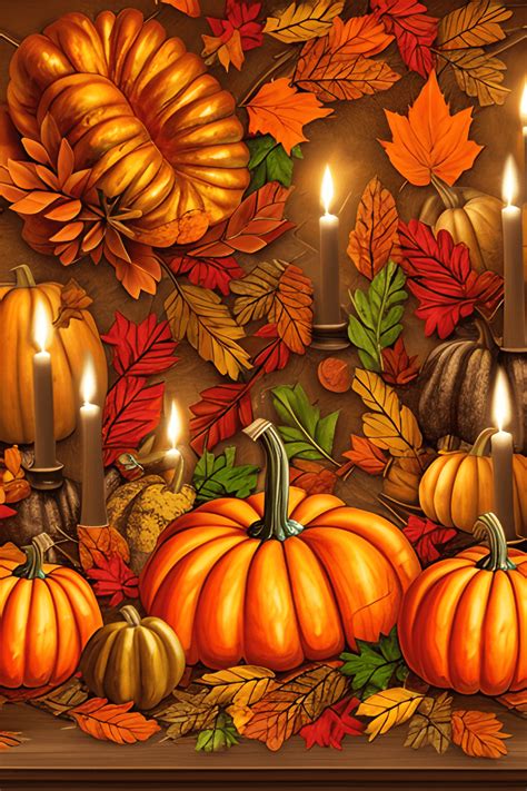 Thanksgiving Background Richly Decorated Harvest Table Set · Creative ...