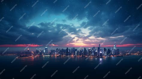 Premium Photo | Sky with City Lights Background