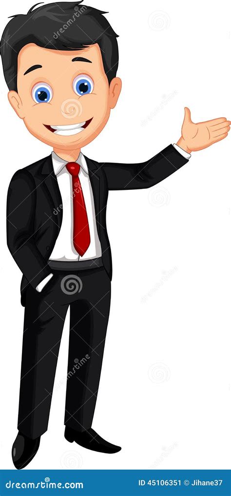 Business Man Cartoon Presenting Stock Illustration - Illustration of ...