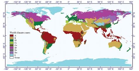 World climate zones according to the re-analyzed Köppen-Geiger map To ...