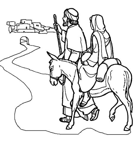 Mary And The Donkey And Joseph Near Bethlehem Coloring Pages : Best ...