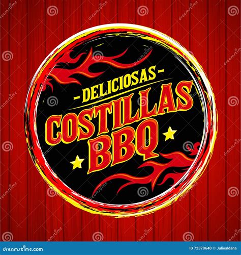 Deliciosas Costillas BBQ - Delicious BBQ Ribs Spanish Text Stock Vector ...