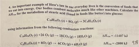 Solved 4. An important example of Hess's law in our everyday | Chegg.com