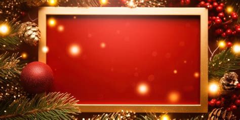 Premium Photo | Red background christmas frame