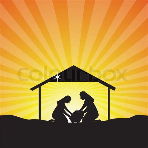 Baby Jesus born silhouette | Stock vector | Colourbox