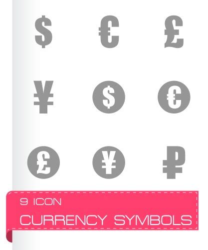 Currency symbols set with names Royalty Free Vector Image