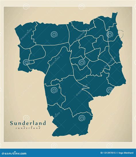 Modern City Map - Sunderland City of England with Wards UK Stock Vector ...