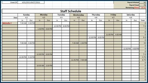 Blank Monthly Staffing Schedule Template - Template 2 : Resume Examples ...