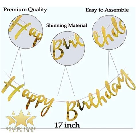 happy birthday banner gold – Golden Stars Trading