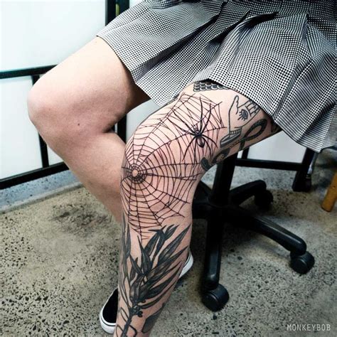 Creepy spider web tattoo on the left knee | Spider web tattoo, Web ...