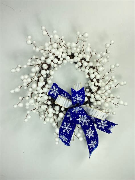 White Christmas Wreath White and Blue Christmas Wreath - Etsy