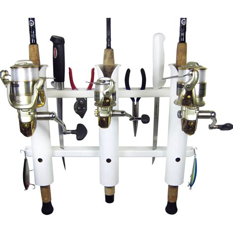 3 Rod Deluxe Fishing Rod Holder Rack White | Boat Outfitters