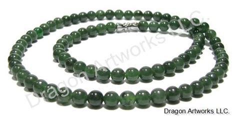 Courtly Dark Green Jade Beads Necklace