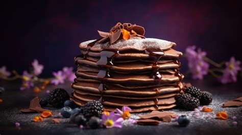 Premium AI Image | Buckwheat Flour Chocolate Pancakes