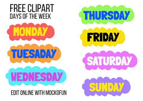 Days of The Week Clipart - MockoFUN