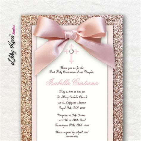 First Communion Invitation Baptism Invitation Cream and Brown ...