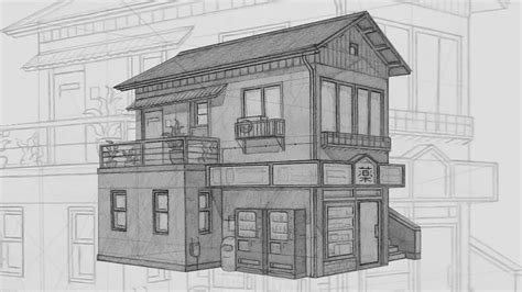 How To Draw a Japanese Building In Perspective - Tutorial - YouTube