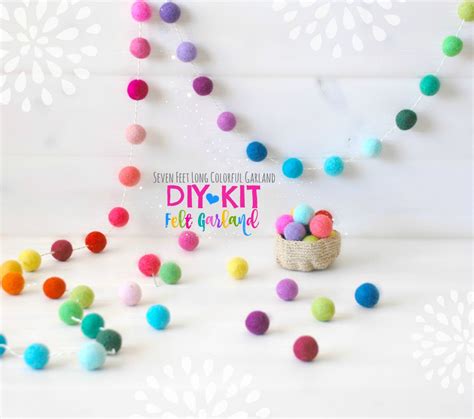 DIY Garland Kit - Felt Ball Garland - DIY Kit - Colorful Garland - Felt ...