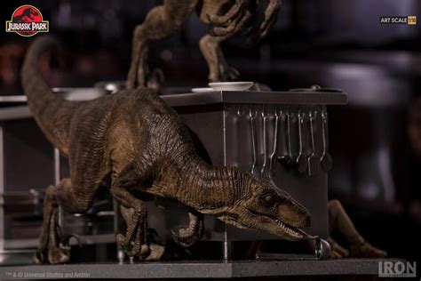 Jurassic Park - Velociraptors in Kitchen Statue by Iron Studios - The ...