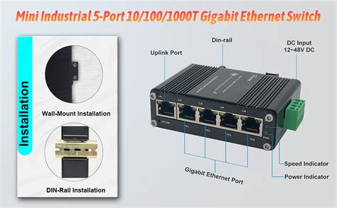 Industrial Gigabit Ethernet PoE+ Switch 5-Port 10/100/1000BASE-T Auto ...