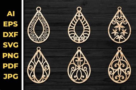 Earrings Jewelry Laser Cut Svg Bundle 54 Graphic by LaijuAkter ...