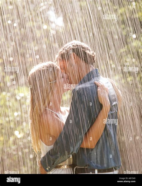 Couple Hug In Rain