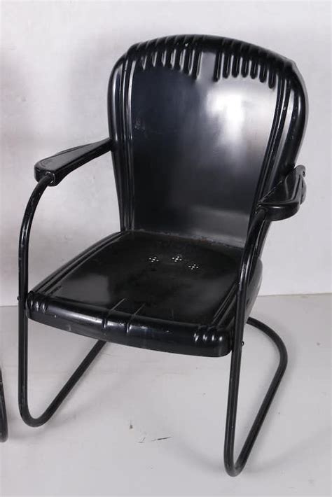 Vintage Black Metal Patio Chairs | EBTH