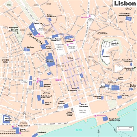 Tourist Map of Lisbon City Centre - Ontheworldmap.com